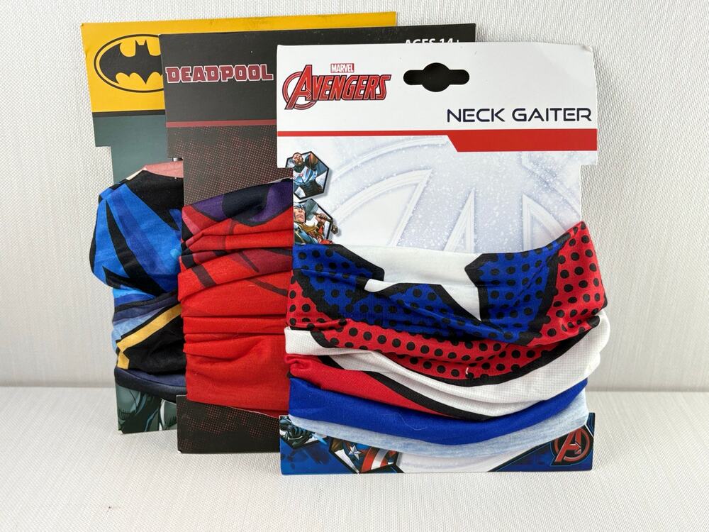 3 Batman Deadpool Marvel Avengers Concept One Accessories neck gaiters NEW